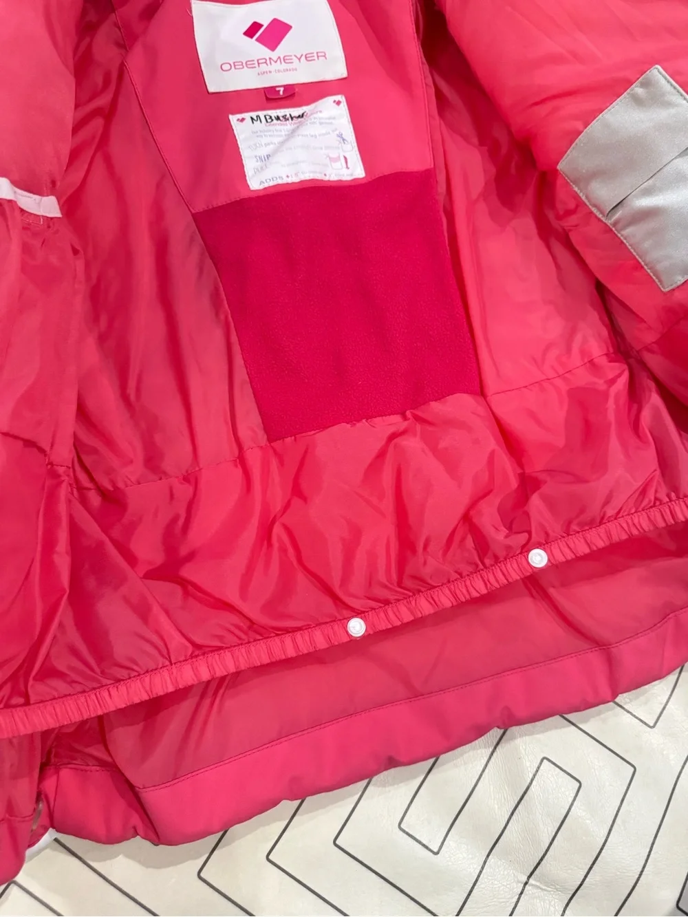Obermeyer Pink and White Ski Puffer Jacket